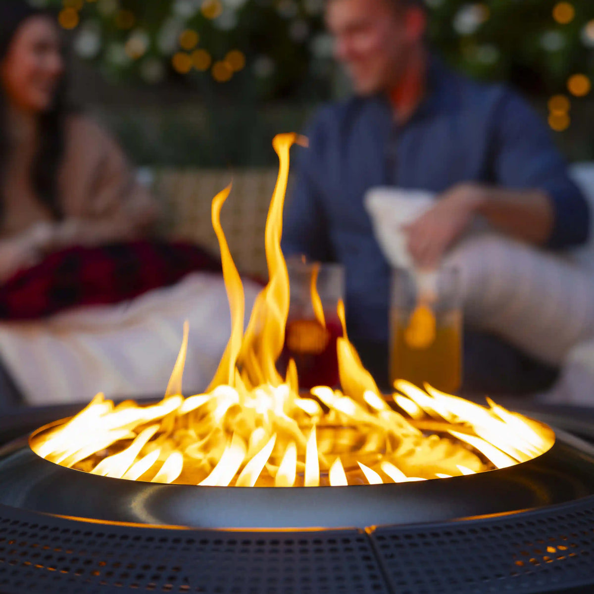 Infinity Flame Propane Fire Pit + Surround Surface - Charcoal Steel Finish