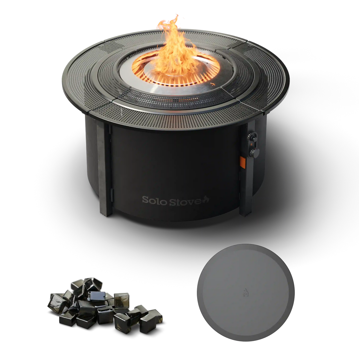 Infinity Flame Propane Fire Pit + Surround Surface - Charcoal Steel Finish